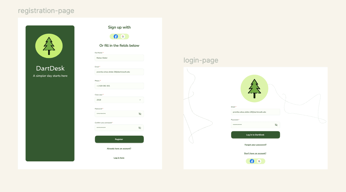 DartDesk registration